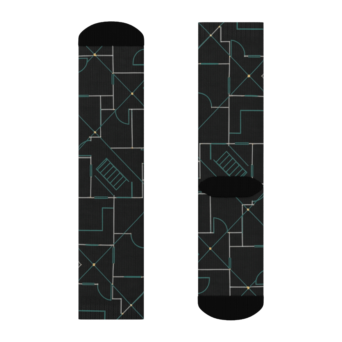 Architect Floor Plan Lattice On Charcoal unique graphic crew socks