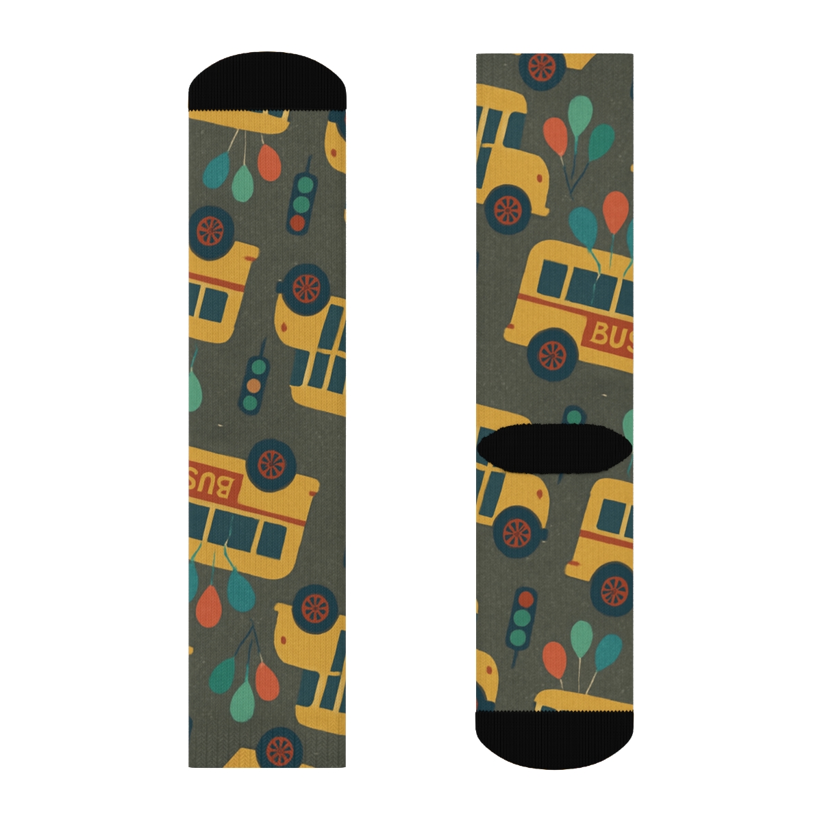 Asphalt Gray Parade Buses With Bus Driver soft everyday crew socks