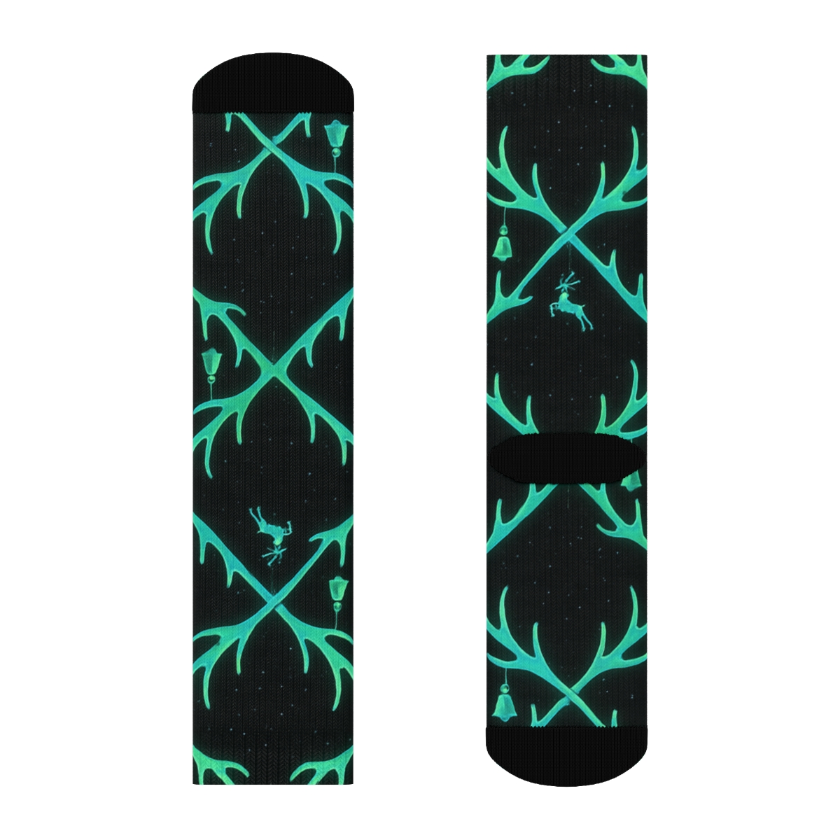 Aurora Antler Garland Pattern Reindeer Edition designer printed crew socks