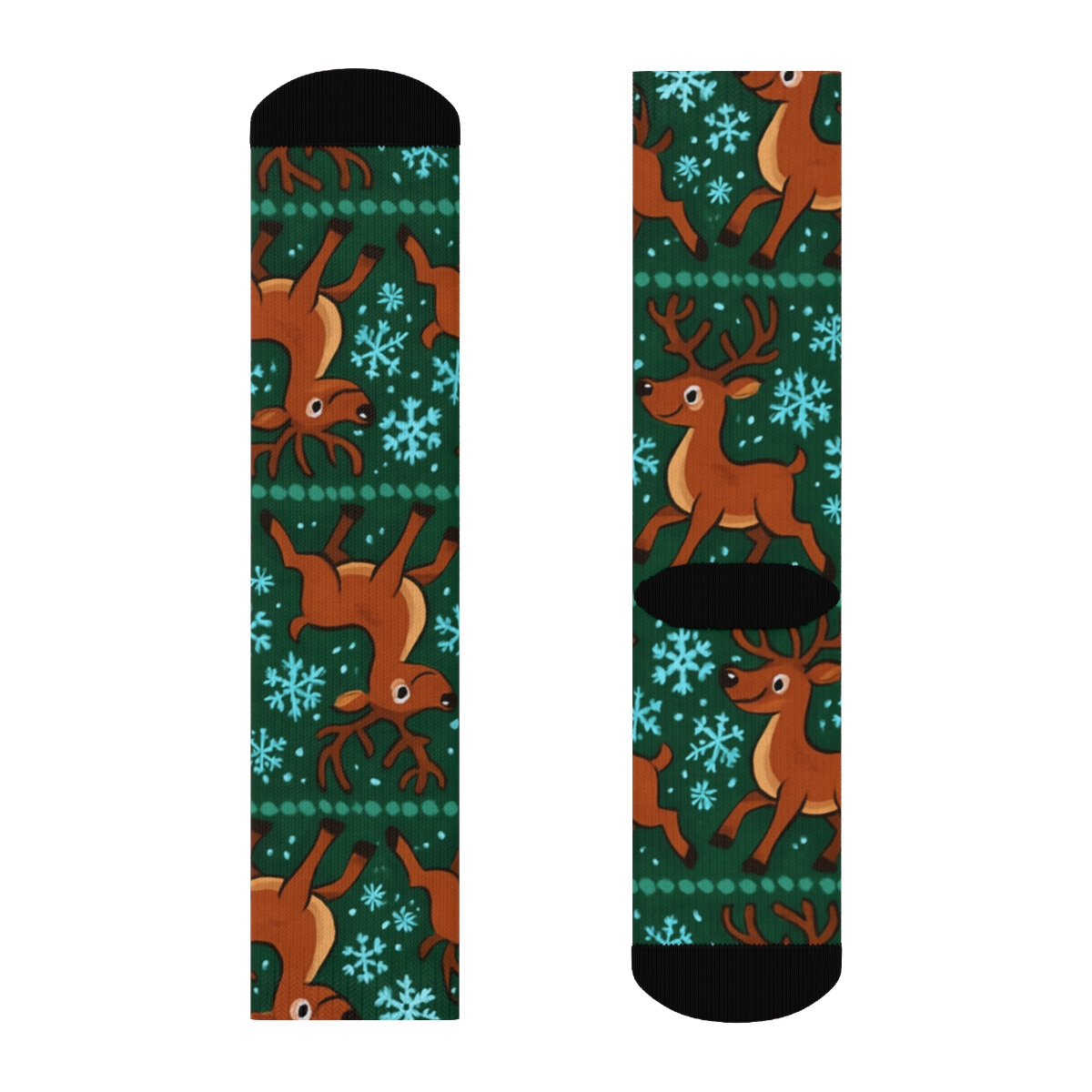 Aurora Trail Reindeer Tessellation custom crew socks