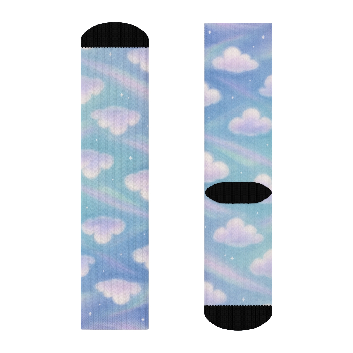 Aurora Veil Clouds-Patterned Sky Crew Socks