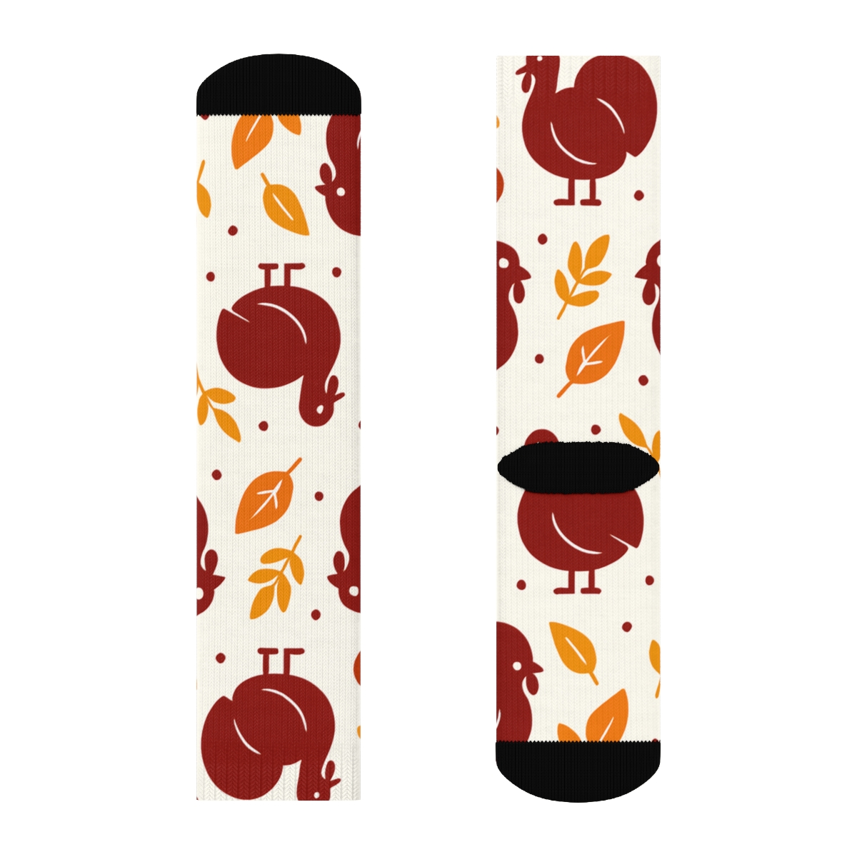 Autumn Harvest Grid With Turkey Silhouettes stylish athletic crew socks