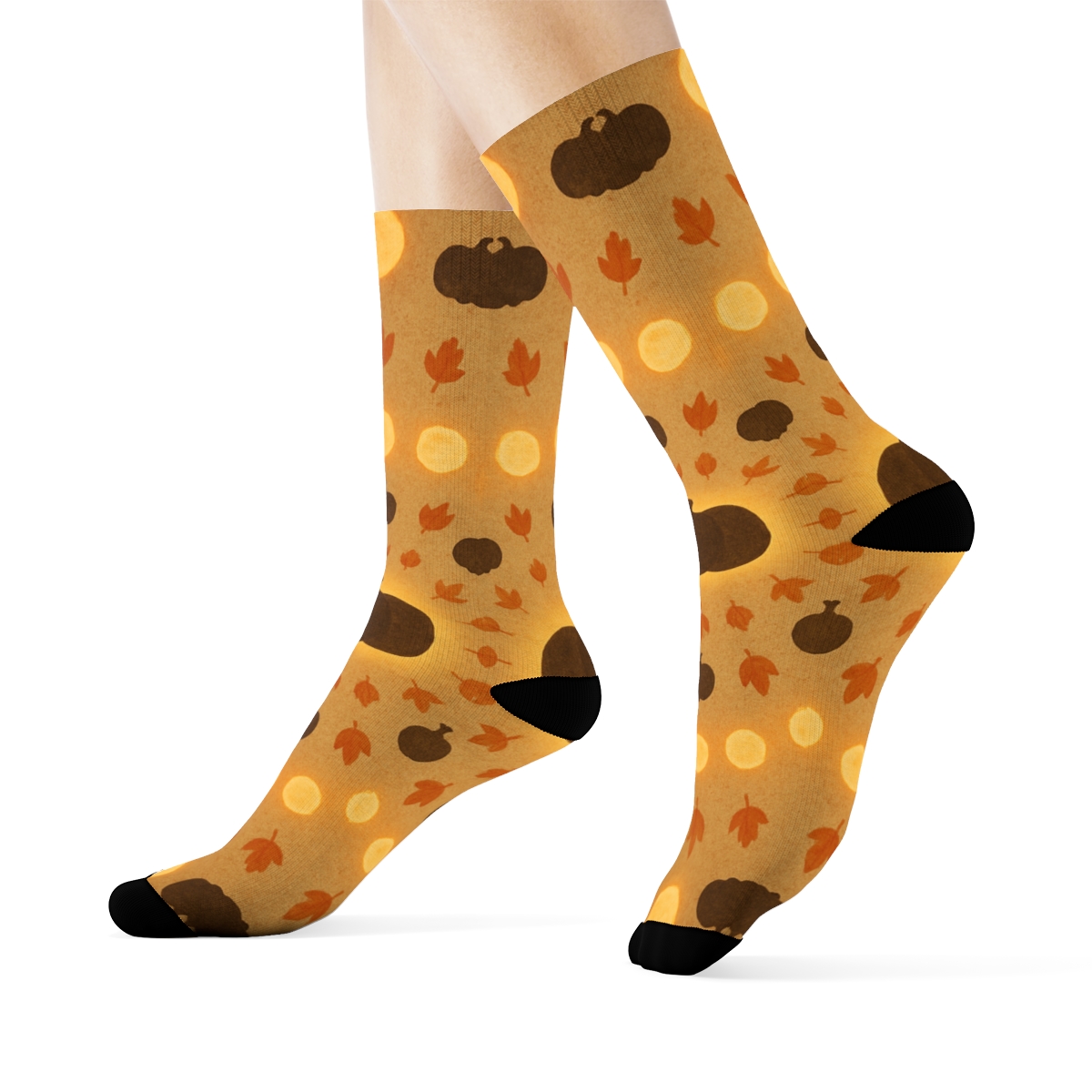 Autumn Moon Radial On Proper Neutral Background soft everyday crew socks