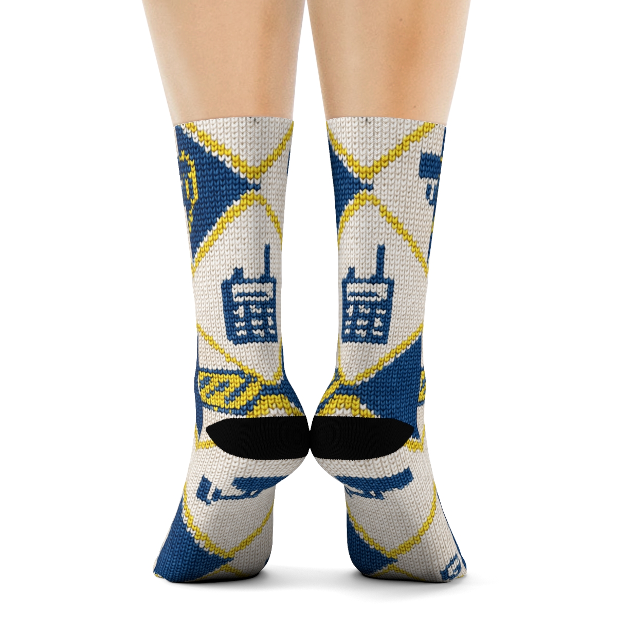 Security Guard Badge And Camera Quilt Tile soft everyday crew socks