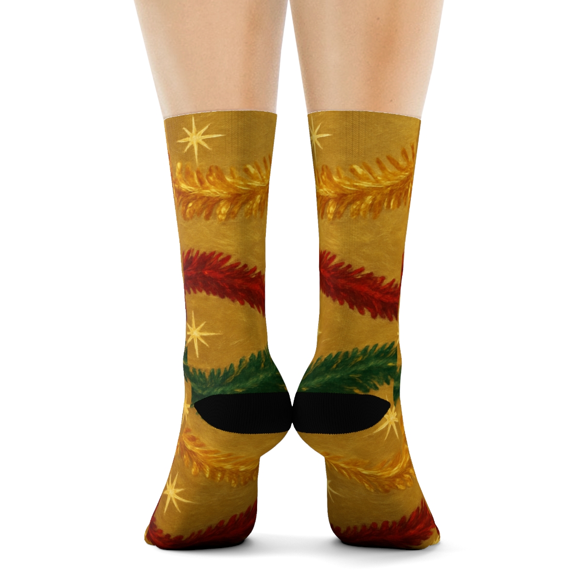 Tinsel Wave Repeat On Gold Background custom crew socks