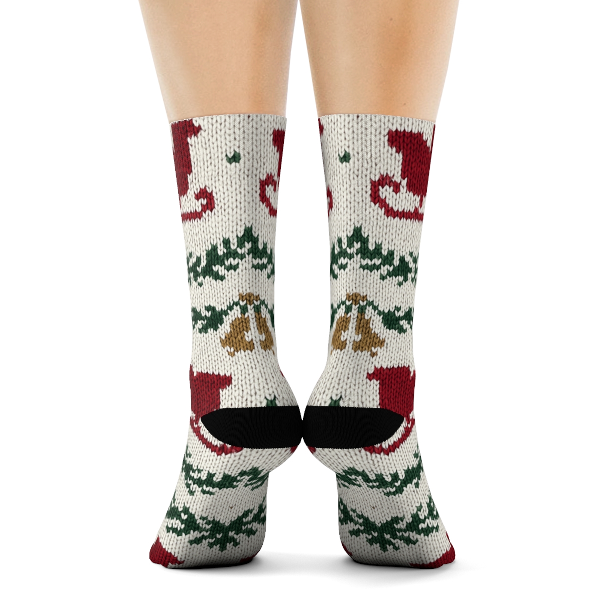 Knitted Nordic Sleigh Parade Bands unique graphic crew socks
