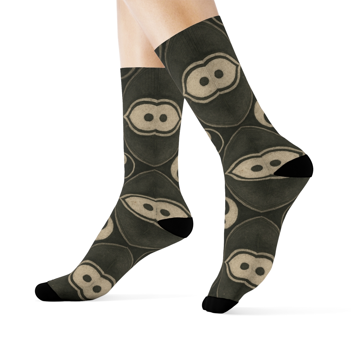 Charcoal Teardrop Mandala Lattice stylish athletic crew socksCharcoal Teardrop Mandala Lattice Crew Socks - Image 3