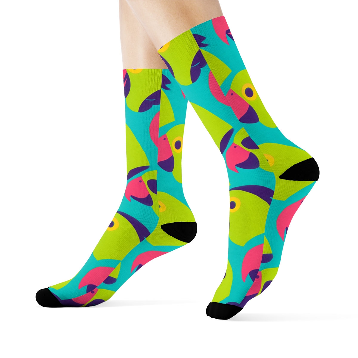 Parrot Beak Zigzag On Turquoise Background stylish athletic crew socks
