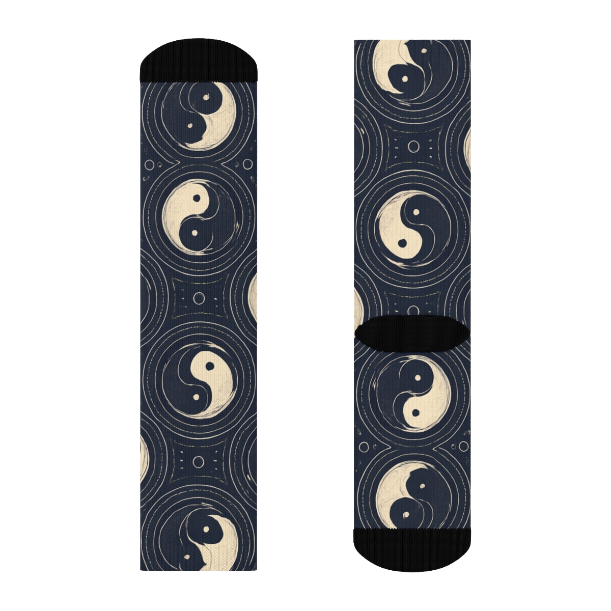 Dual Koi Mandala Lattice On Deep Indigo custom crew socks