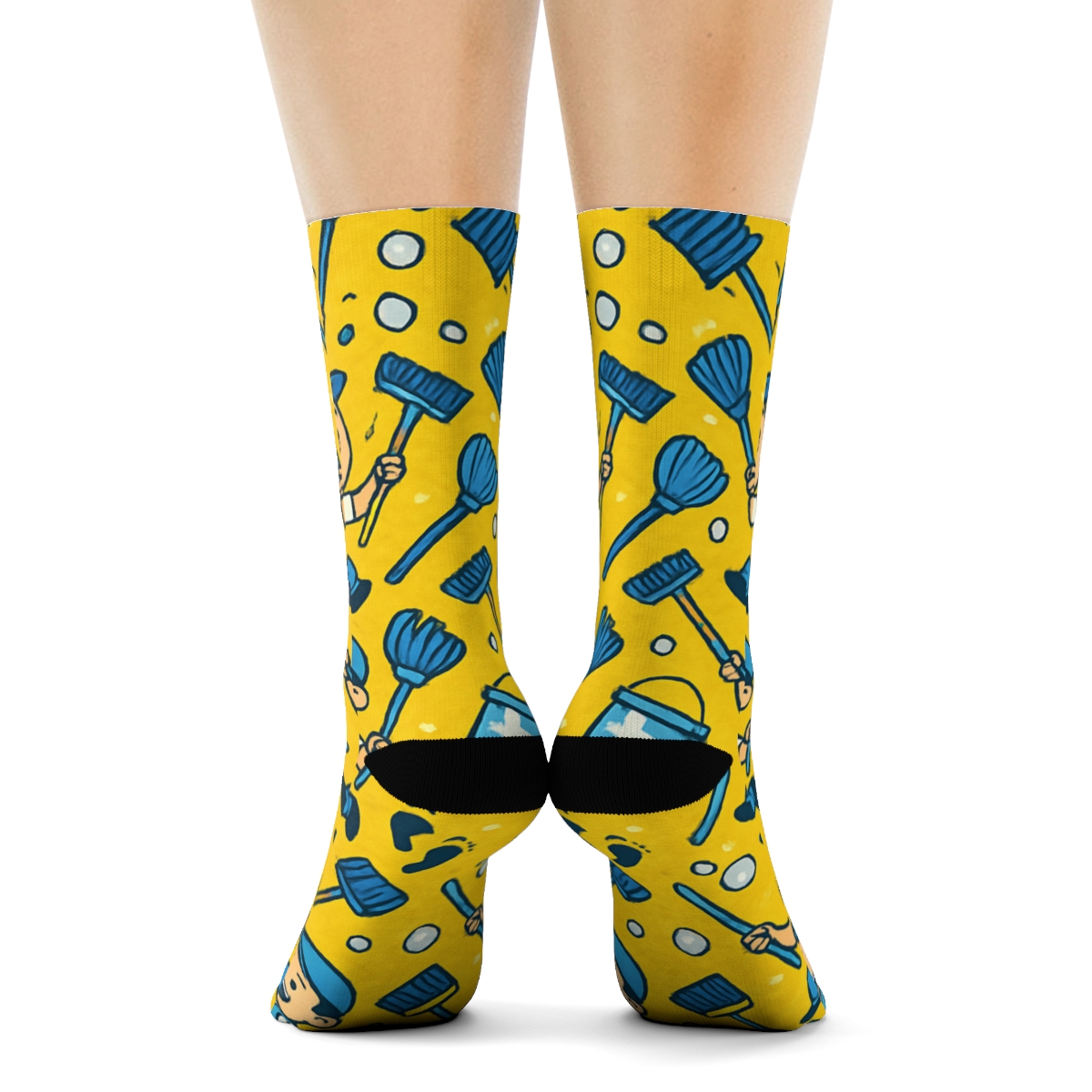 Janitor Constellation Mop Juggle Pattern soft everyday crew socks