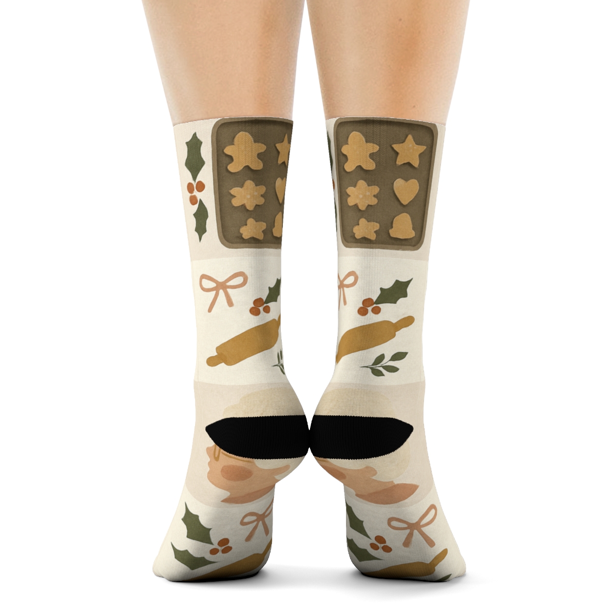 Cookie Tray Grid Featuring Mrs Claus designer printed crew socks