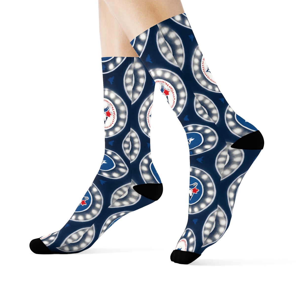 Stadium Halo Lights In Blue Jays Rhythm stylish athletic crew socksStadium Halo Lights in Blue Jays Rhythm Crew Socks - Image 3