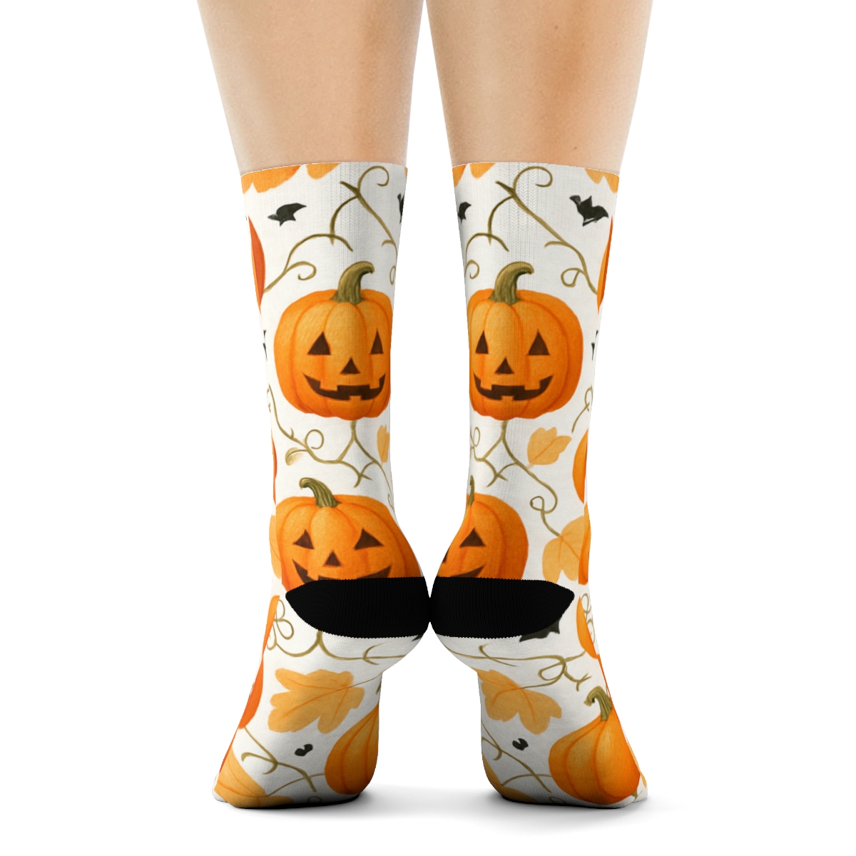 Pumpkin Patch Repeating Grid On White Background premium sports crew socks