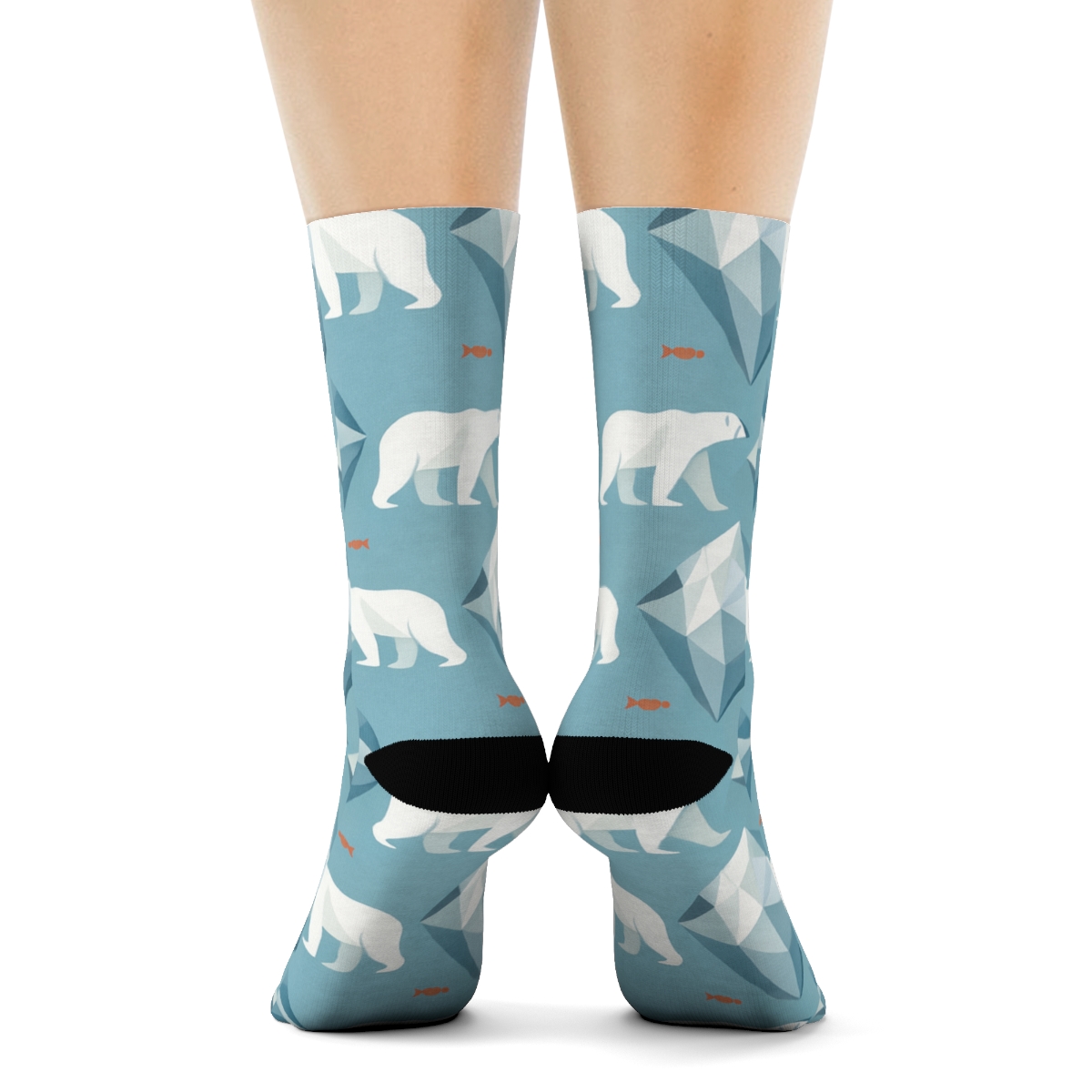 Iceberg Lattice With Polar Bear Silhouettes comfortable cotton crew socks