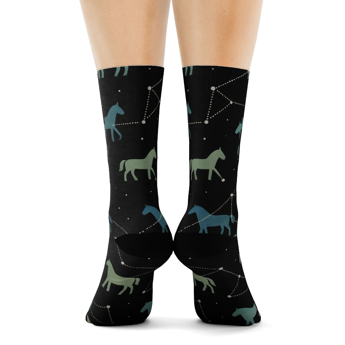 Midnight Constellation With Meadow Pony Silhouettes premium sports crew socks