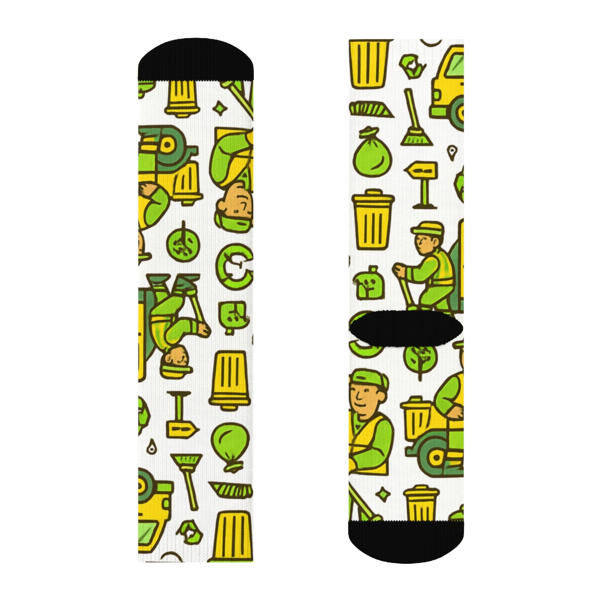 Street Cleaning Parade With Sanitation Worker Motif Grid stylish athletic crew socks