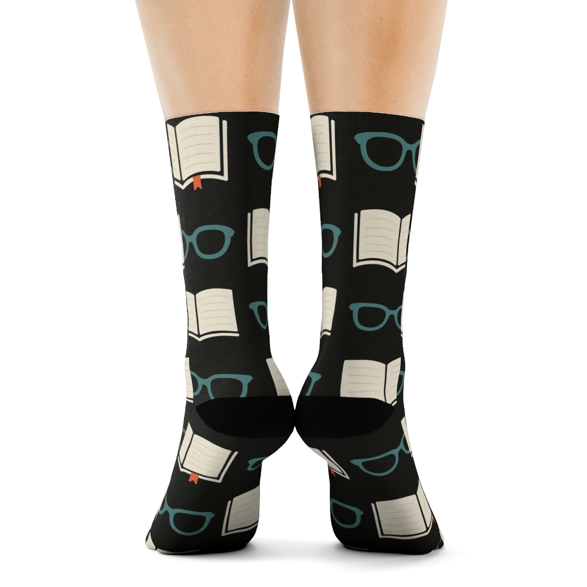 Reading Glasses Grid For The Quiet Librarian unique graphic crew socks