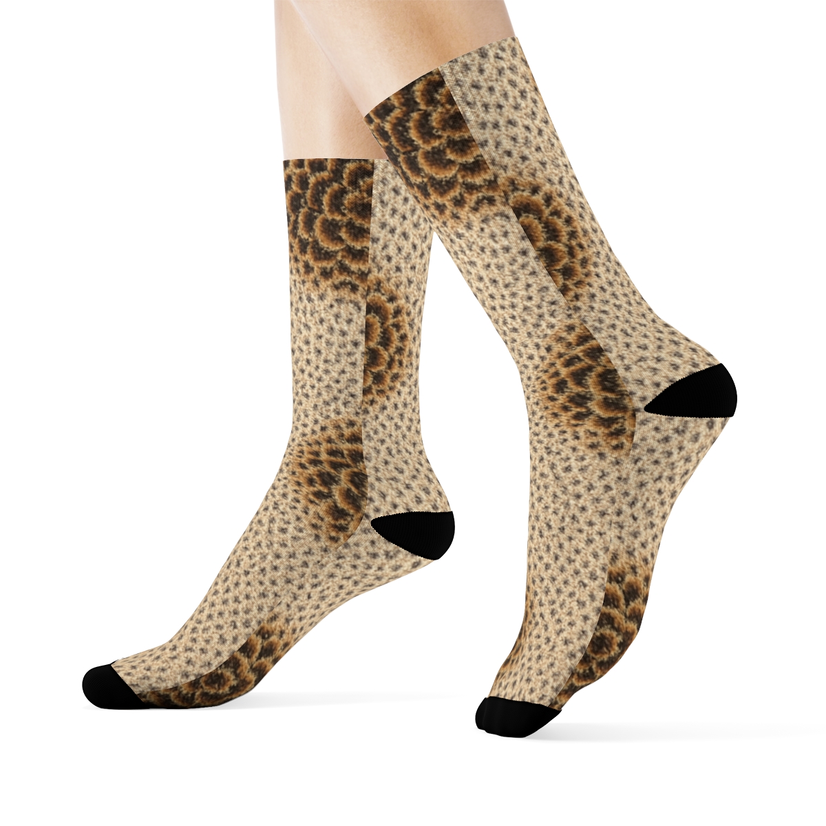 Charcoal Mini Dot Fur Lattice designer printed crew socks