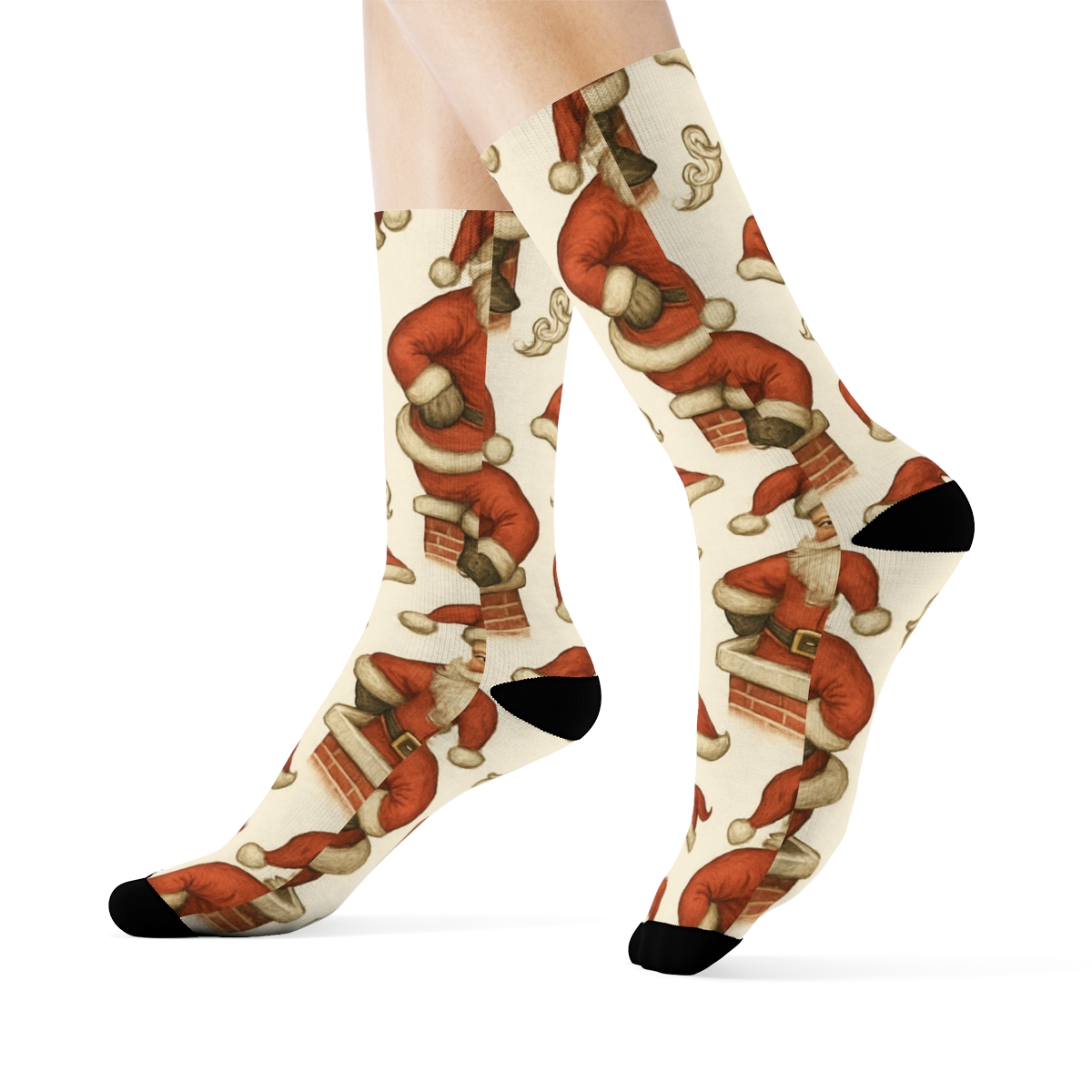 Vintage Santa Chimney Tiling personalized crew socks