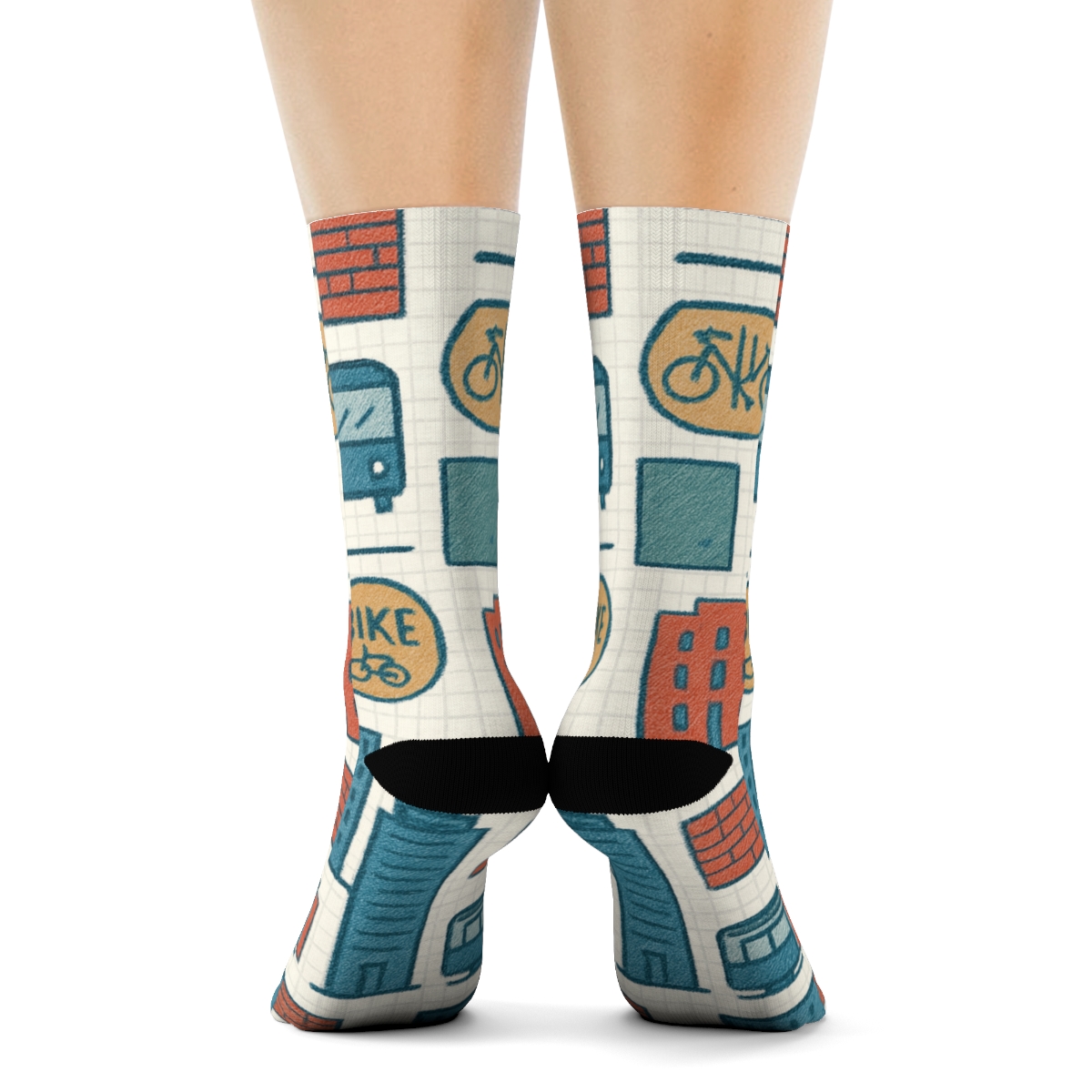 City Blocks With Urban Planner Transit Icons Lattice comfortable cotton crew socks