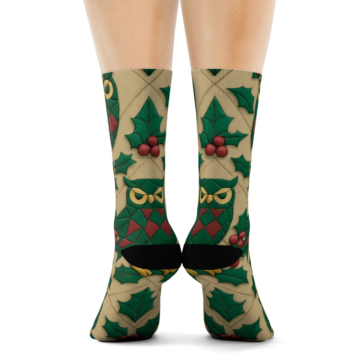 Holly Owl Mosaic soft everyday crew socks