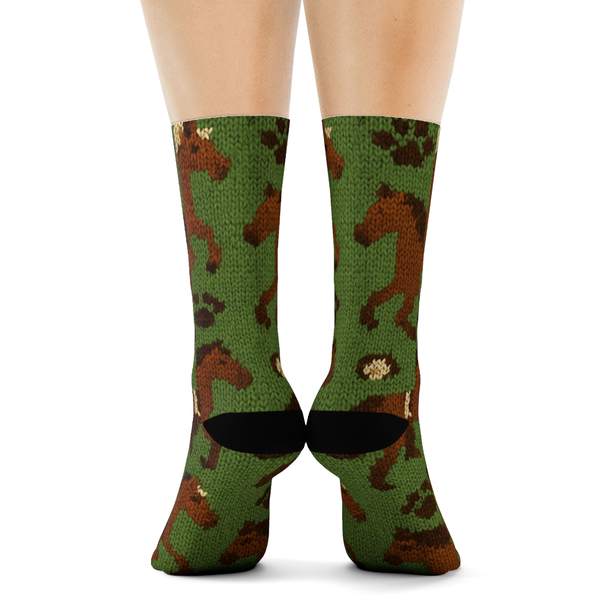 Knitted Meadow Horse Parade unique graphic crew socks