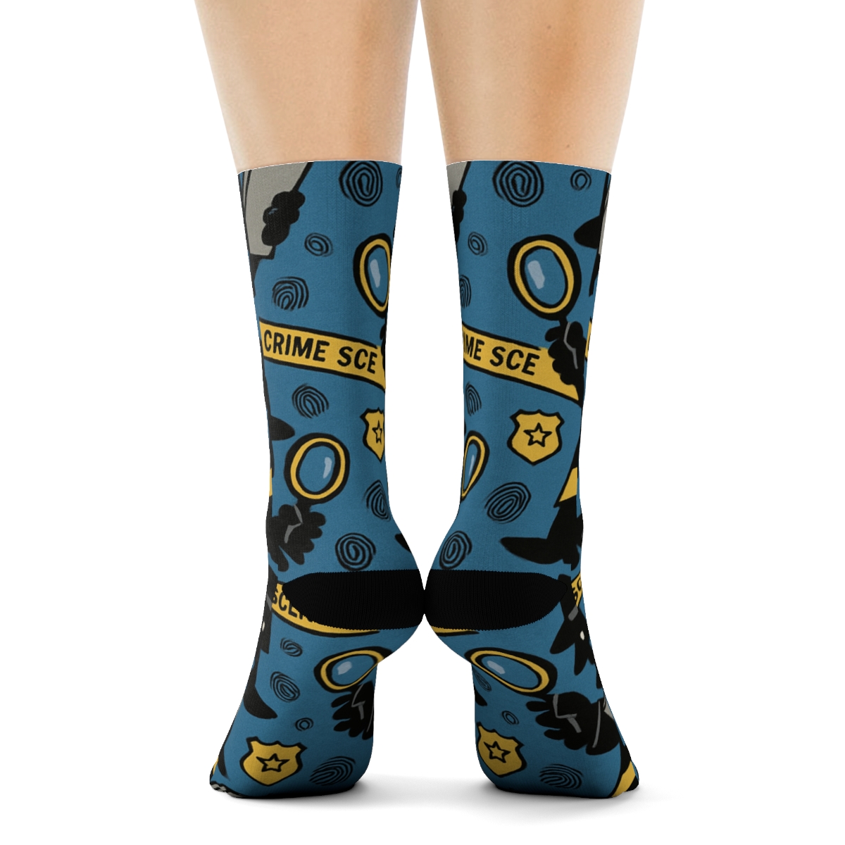 Trench Coat Silhouette Tiles With Police Detective Motifs stylish athletic crew socks