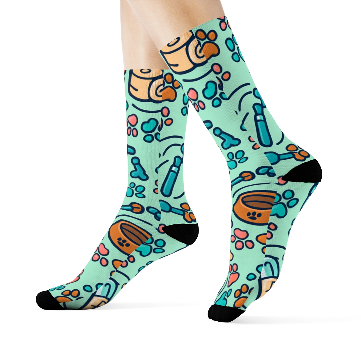 Paw Print Orbit With Veterinary Technician Tools soft everyday crew socks