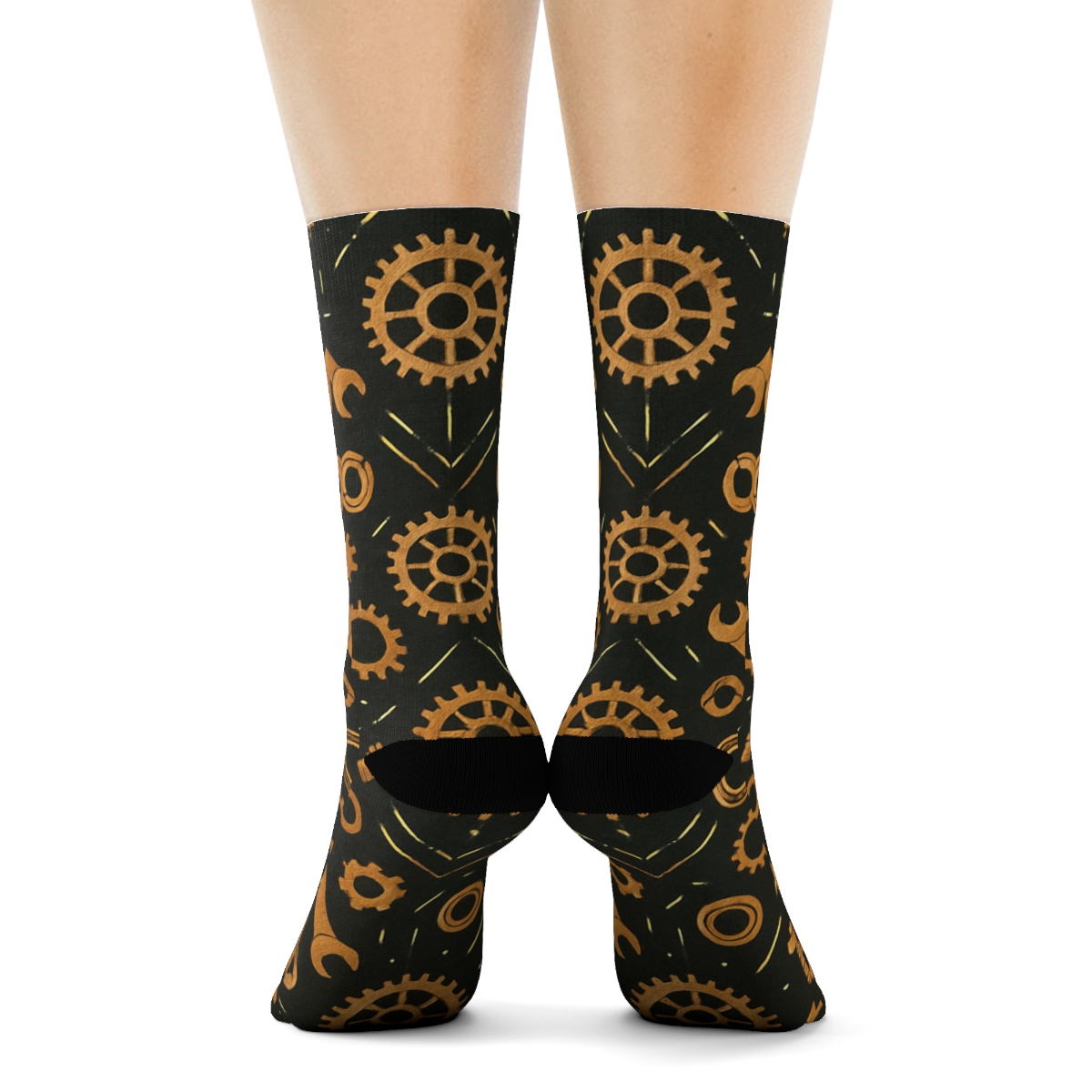Copper Gearfield For Mechanical Engineer designer printed crew socks