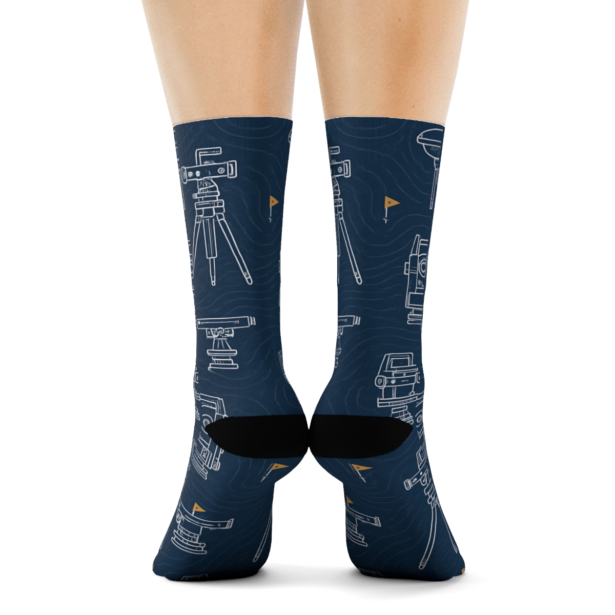 Topographic Rhythm With Surveyor Instruments premium sports crew socks