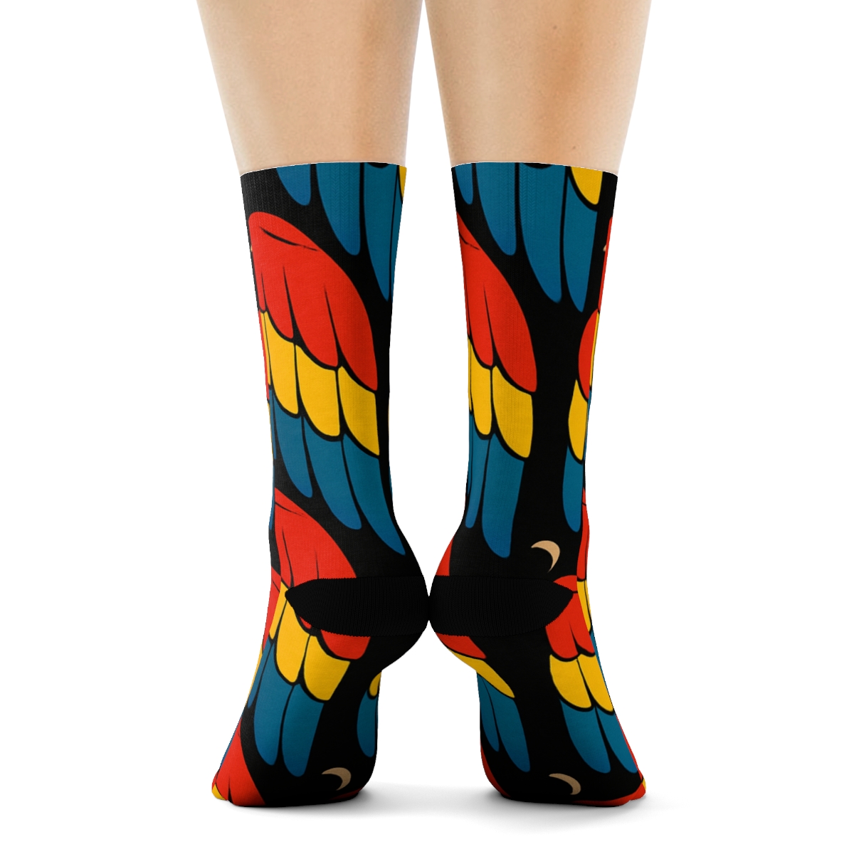 Tropical Parrot Wing Stripe Cascade personalized crew socks