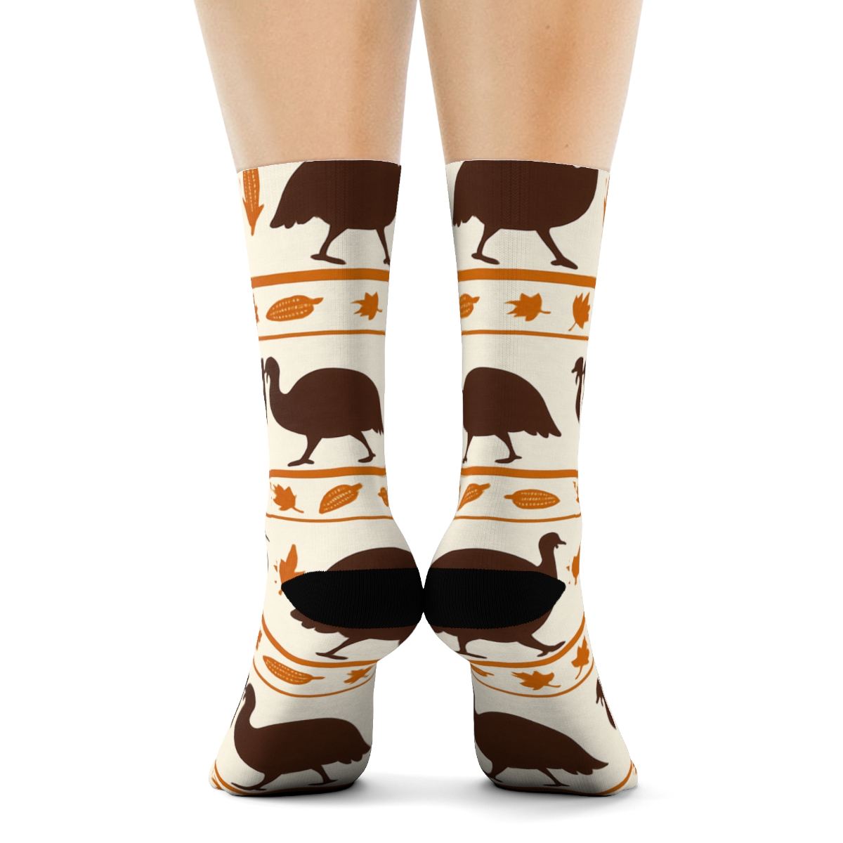 Harvest Field Parade With Turkey Silhouettes premium sports crew socks