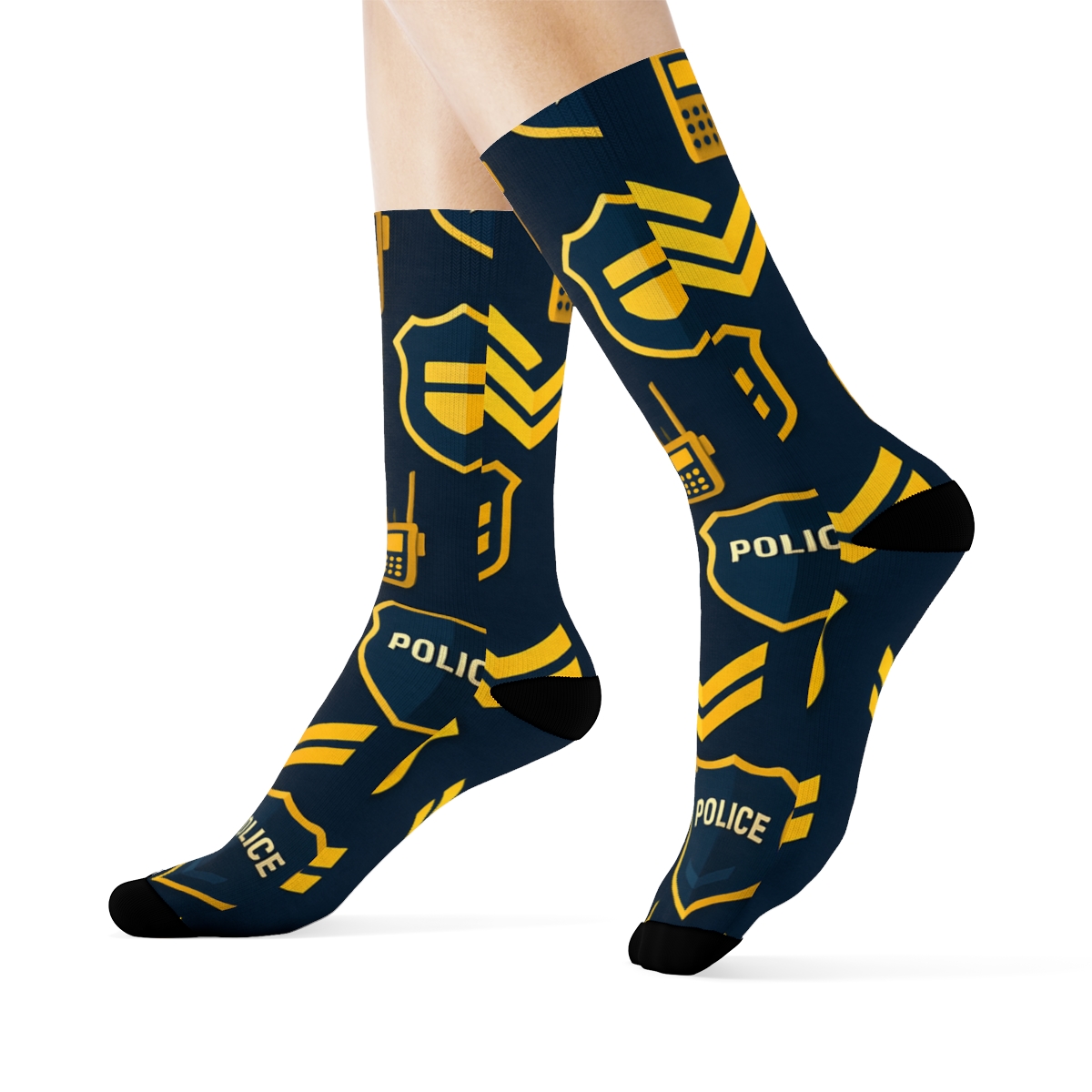 Midnight Grid Of Police Officer Insignia stylish athletic crew socks