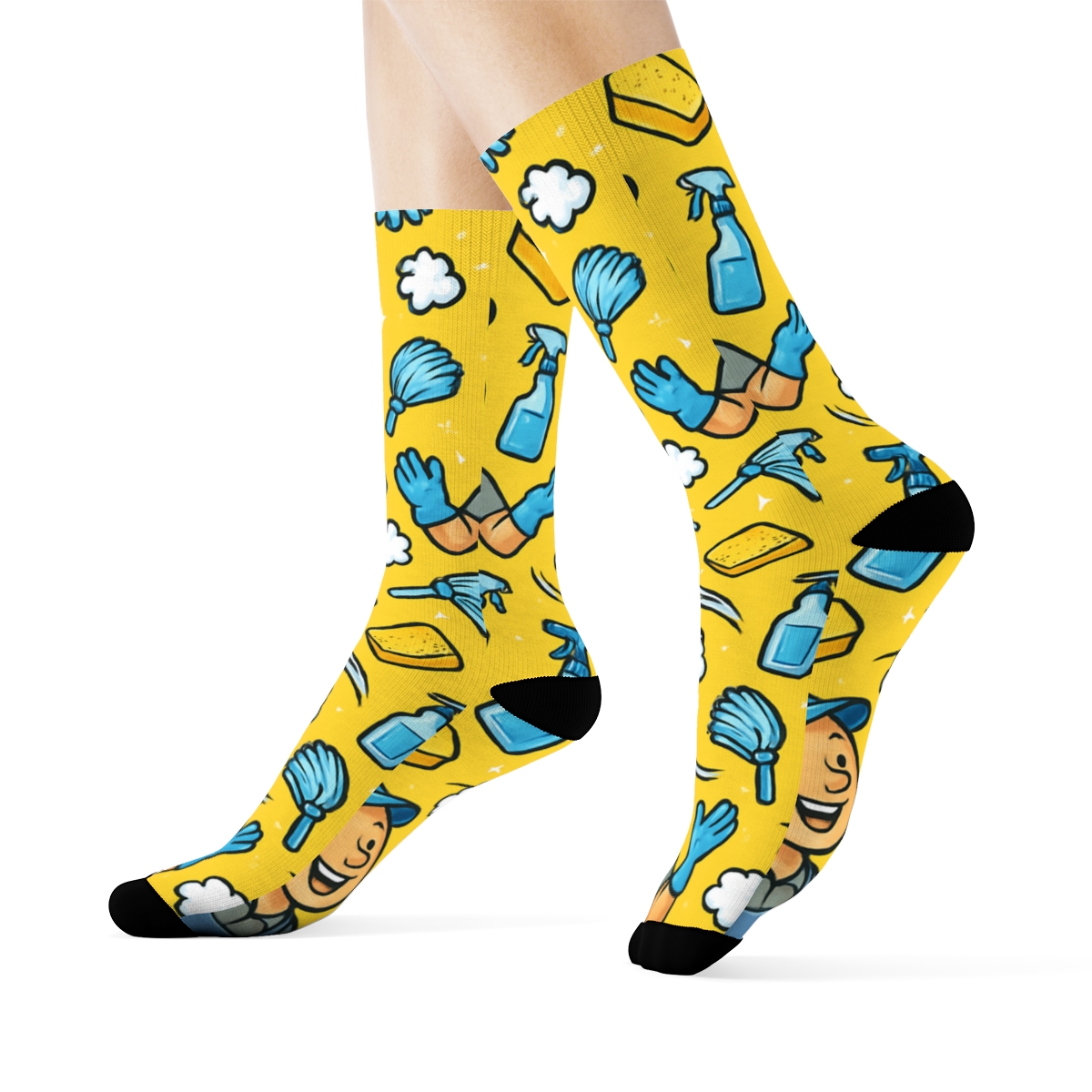 Janitor Juggle Wave All Over Print unique graphic crew socks