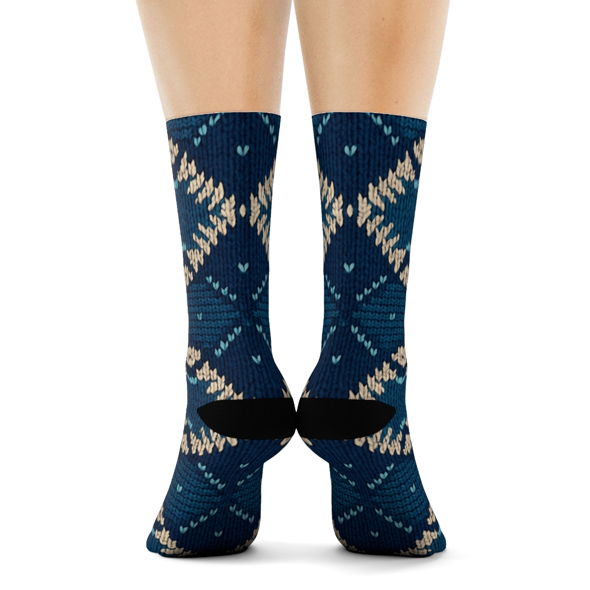 Knitted Illusion Shark Tooth Argyle soft everyday crew socks