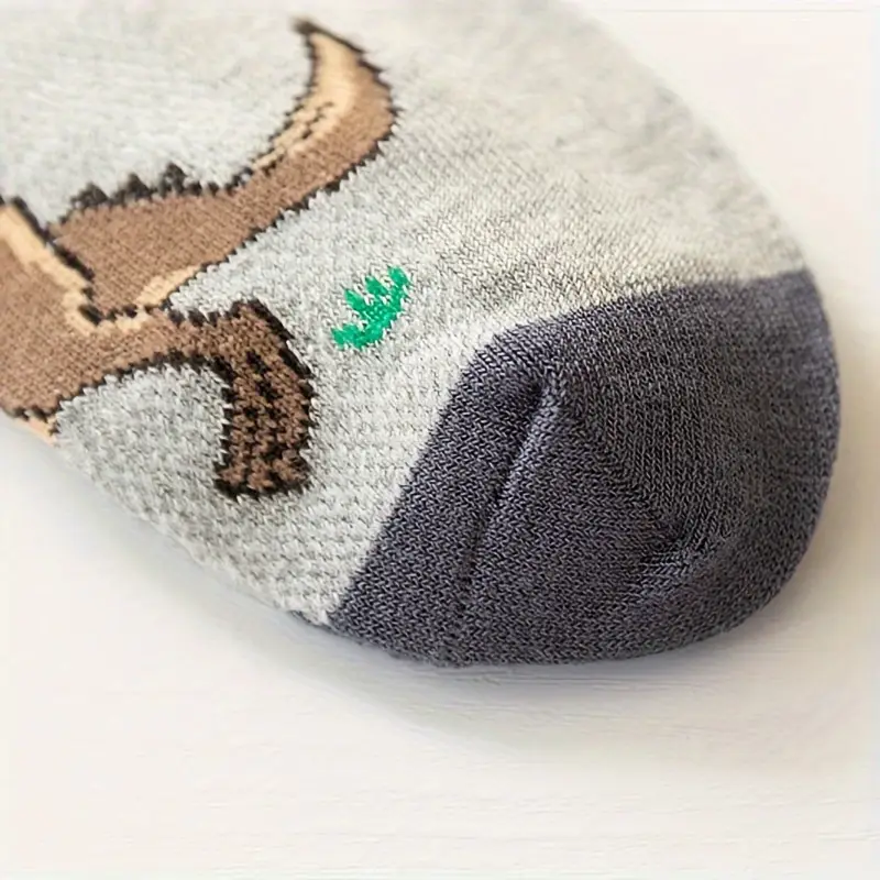 5 pairs of boys trendy dinosaur pattern no show socks comfy breathable casual soft socks for kids outdoor activities 7