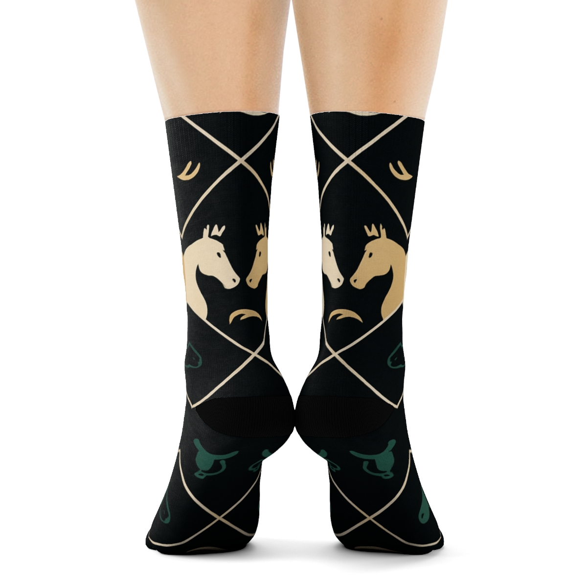 Pasture Carousel With Horse Silhouettes custom crew socks