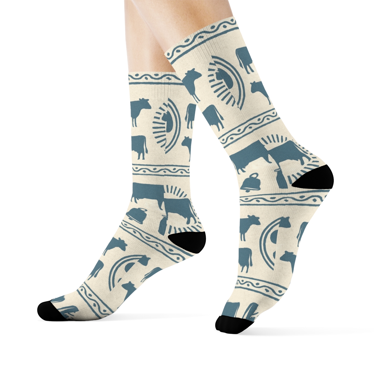 Retro Dairy Label Repeat stylish athletic crew socks