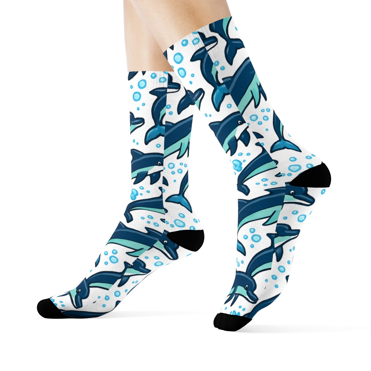 Dolphin-Blue Pod Tessellation personalized crew socks
