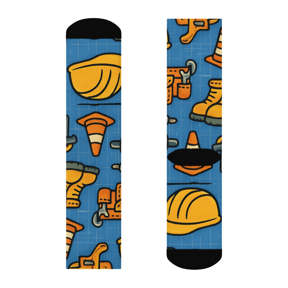 Blueprint Parade With Construction Worker Icons stylish athletic crew socks
