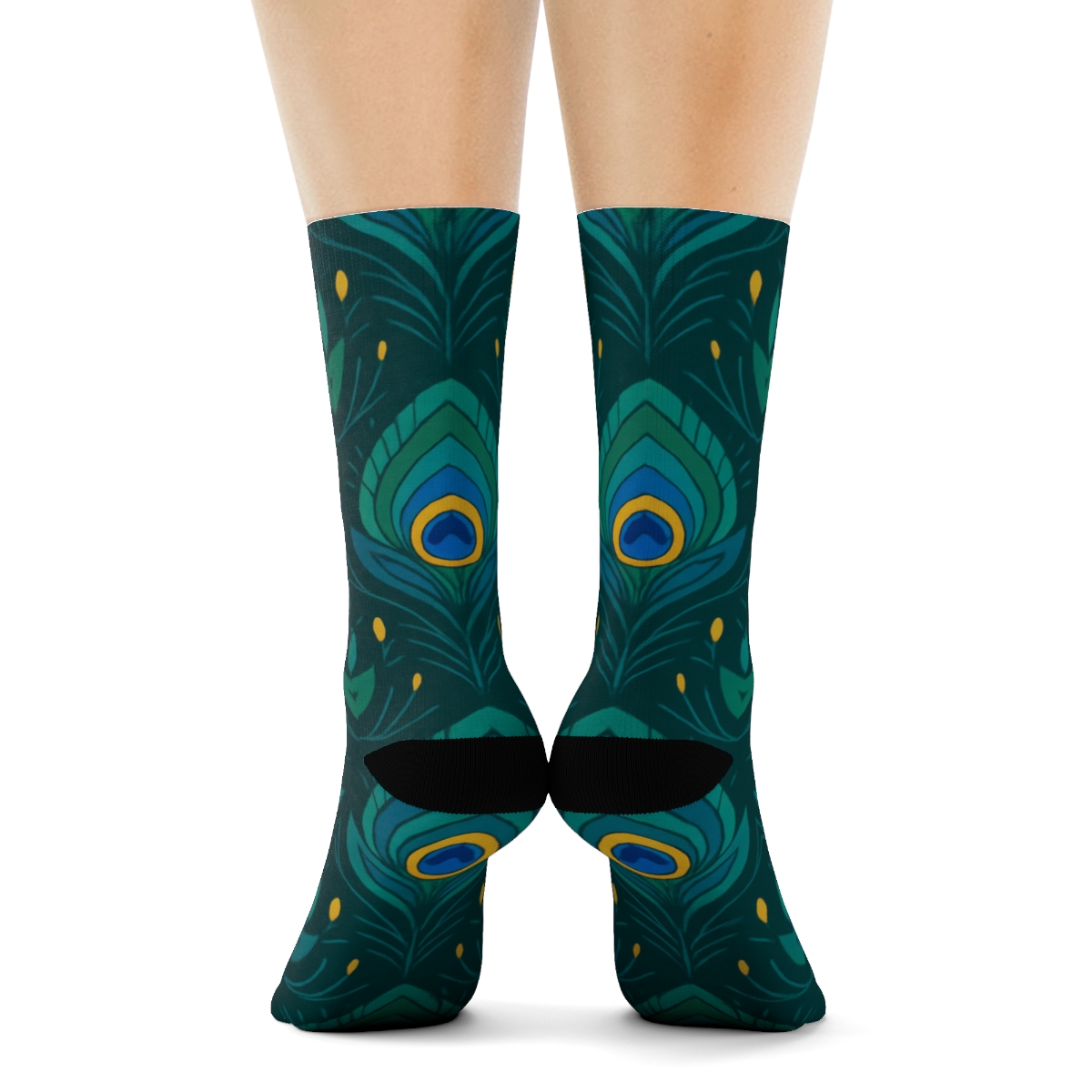 Peacock Feather Lattice trendy patterned crew socks
