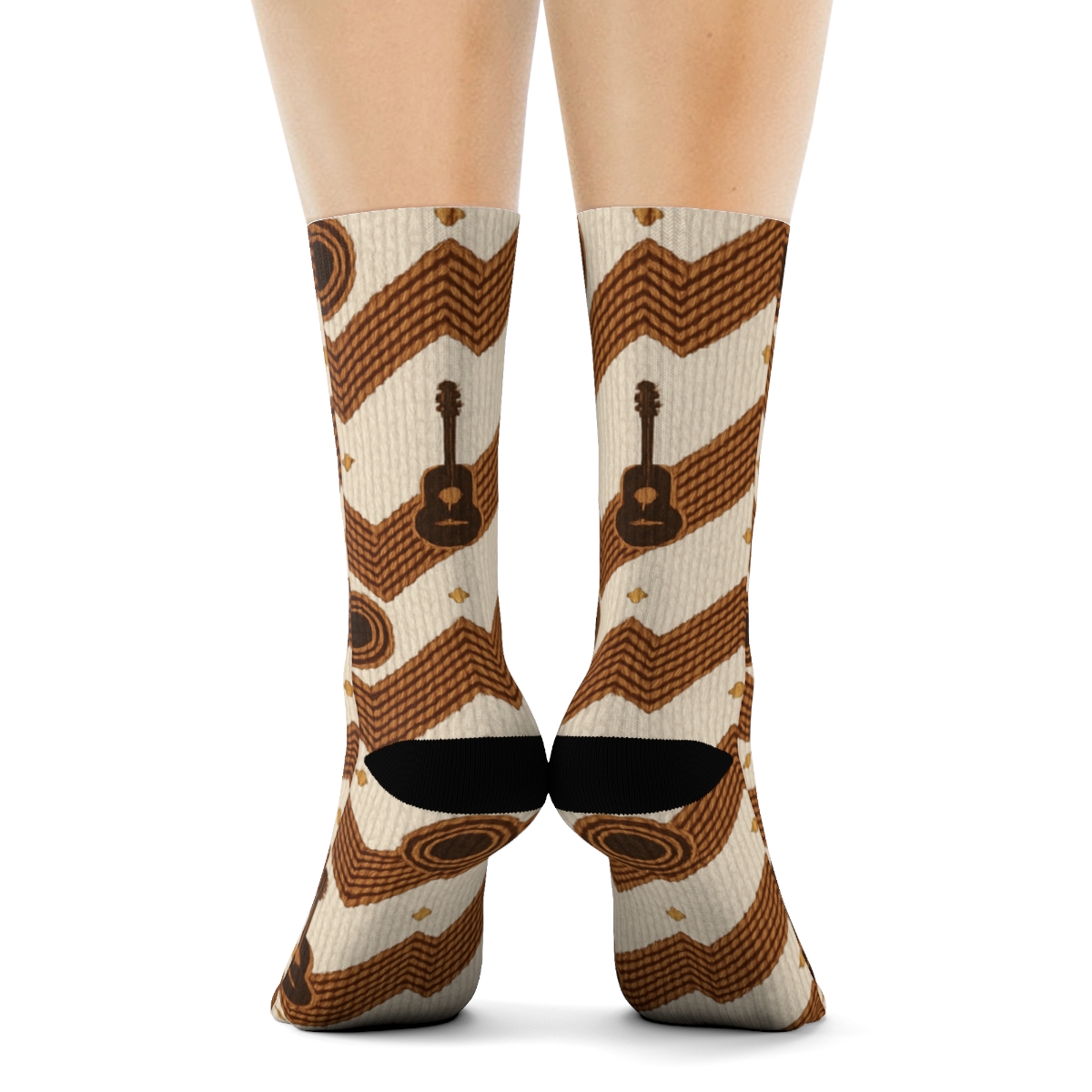 Knitted Illusion String Chevron With Guitar custom crew socks