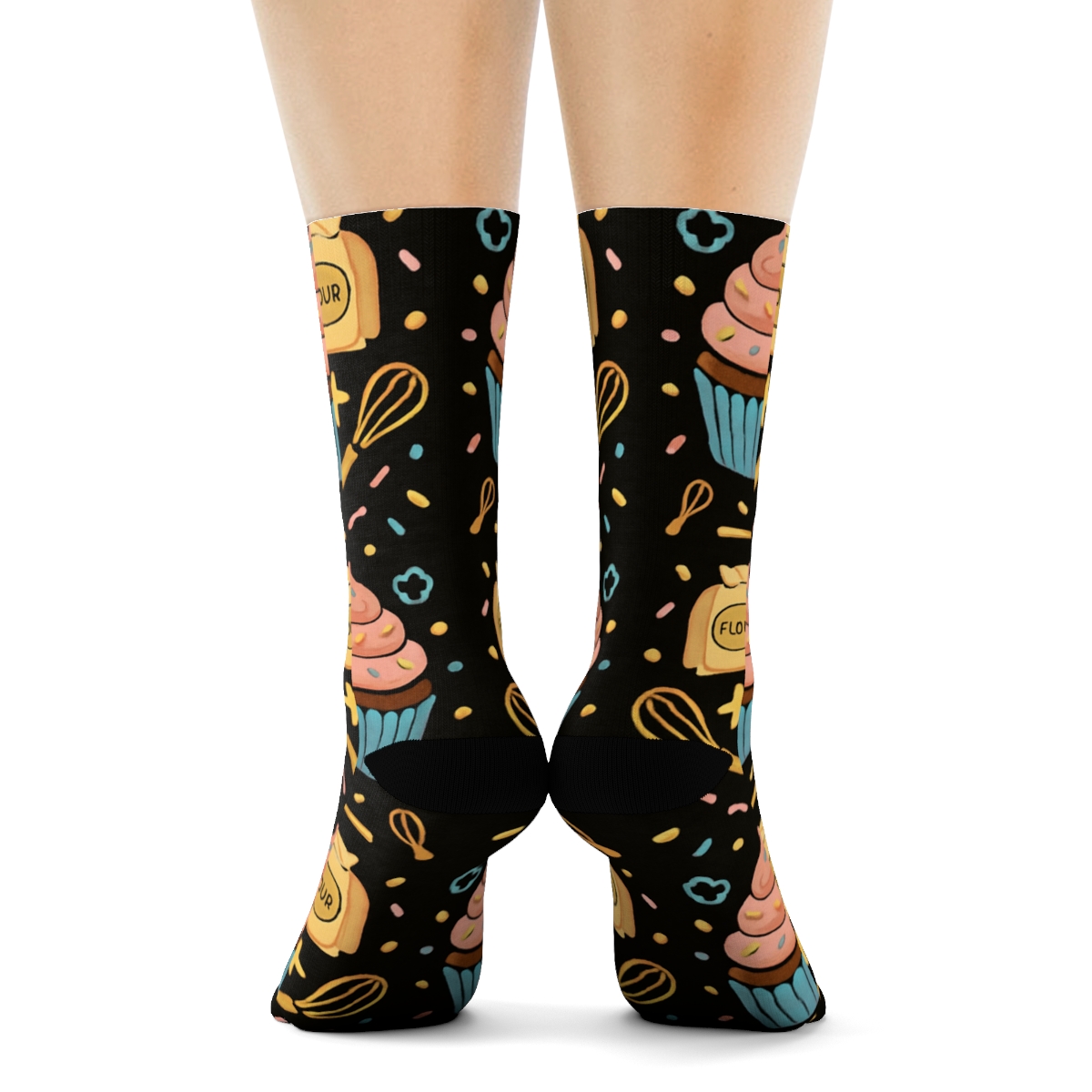 Cupcake Parade Baker Crafted Pattern unique graphic crew socks