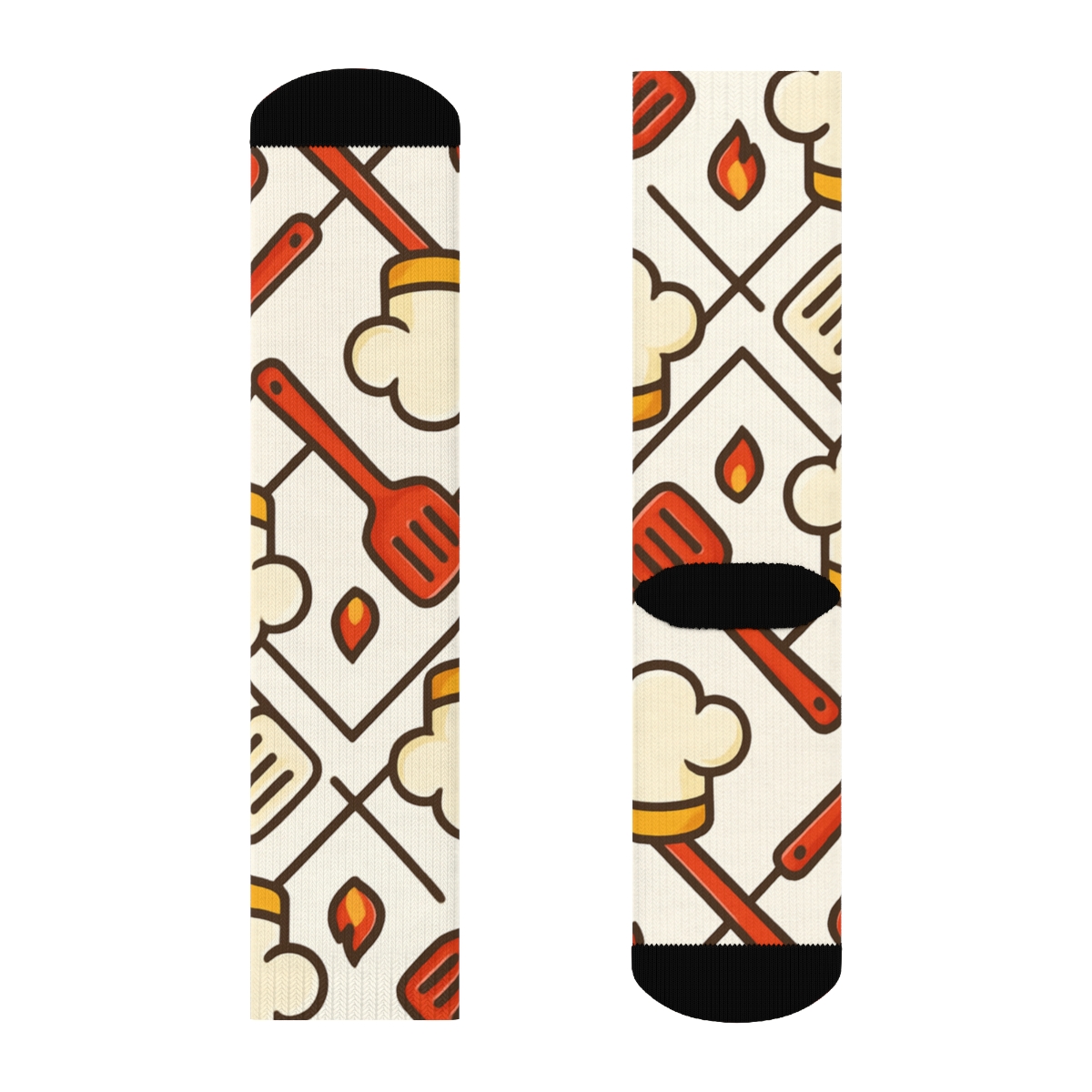 Chef Hat Lattice In Tomato Red trendy patterned crew socks