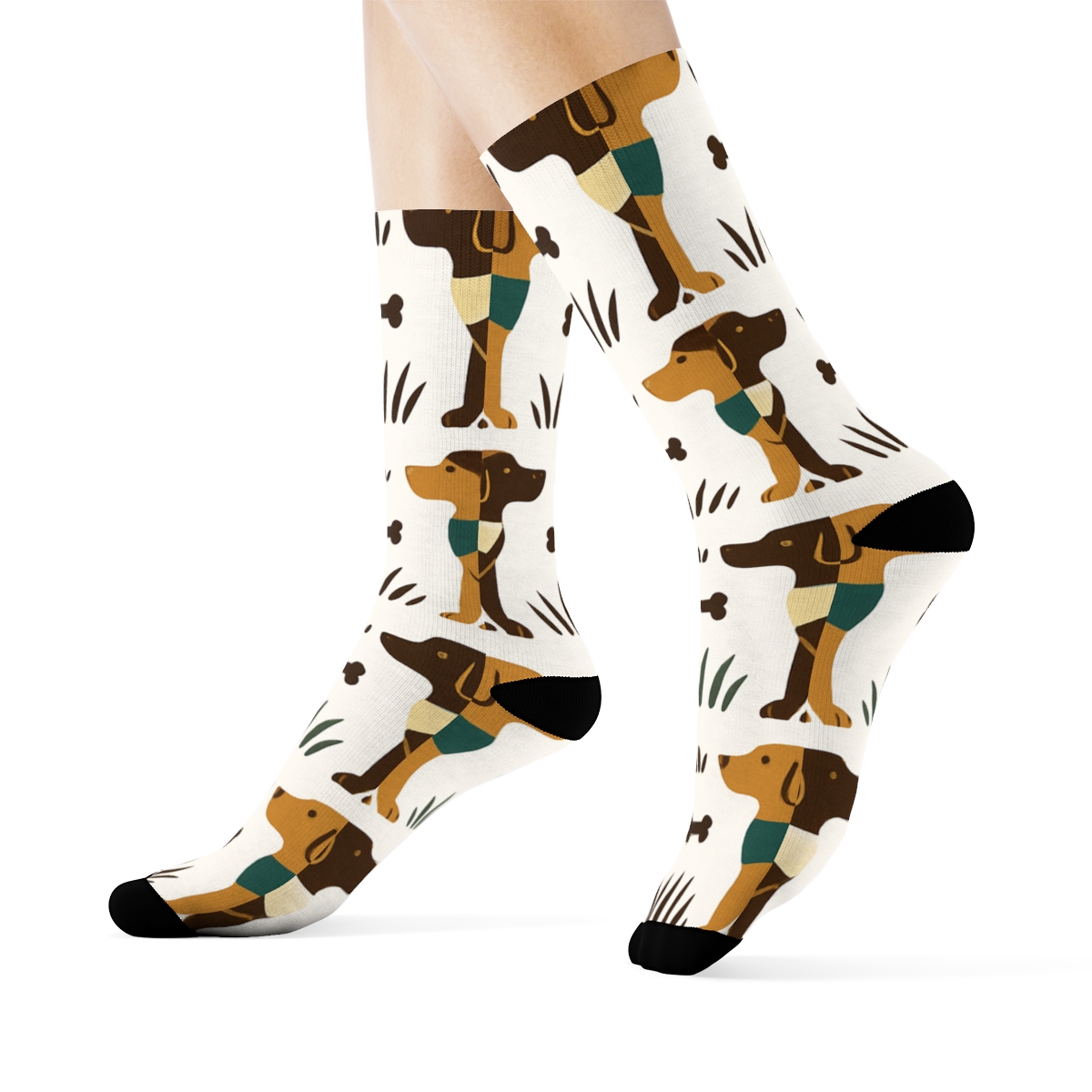 Park Bandanas With Labrador Retriever Silhouette Repeat designer printed crew socks