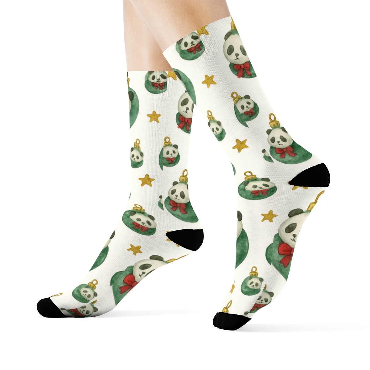 Panda Ornament Scatter trendy patterned crew socks