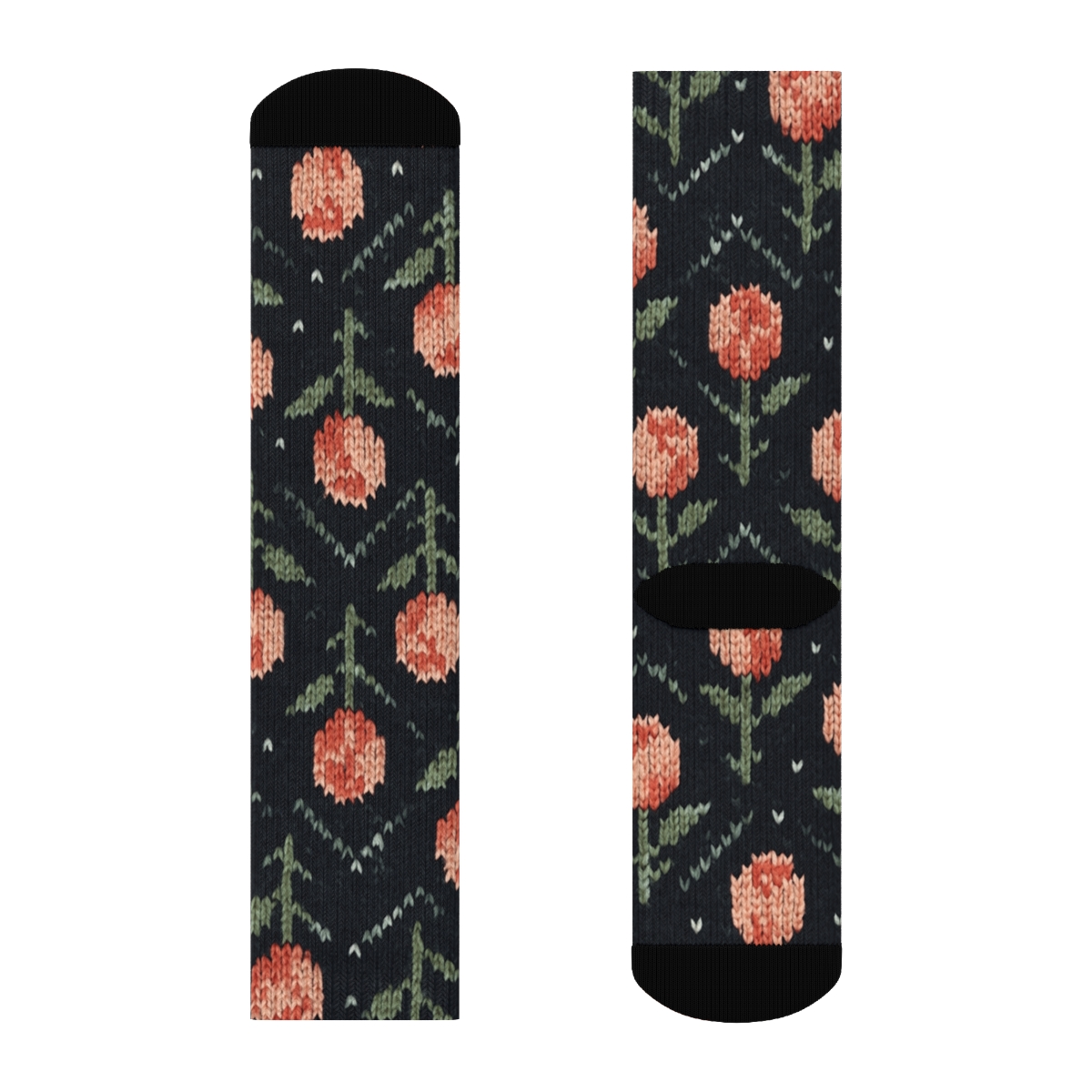 Valentines Rose Rosebud Chevron Knit Illusion stylish athletic crew socks