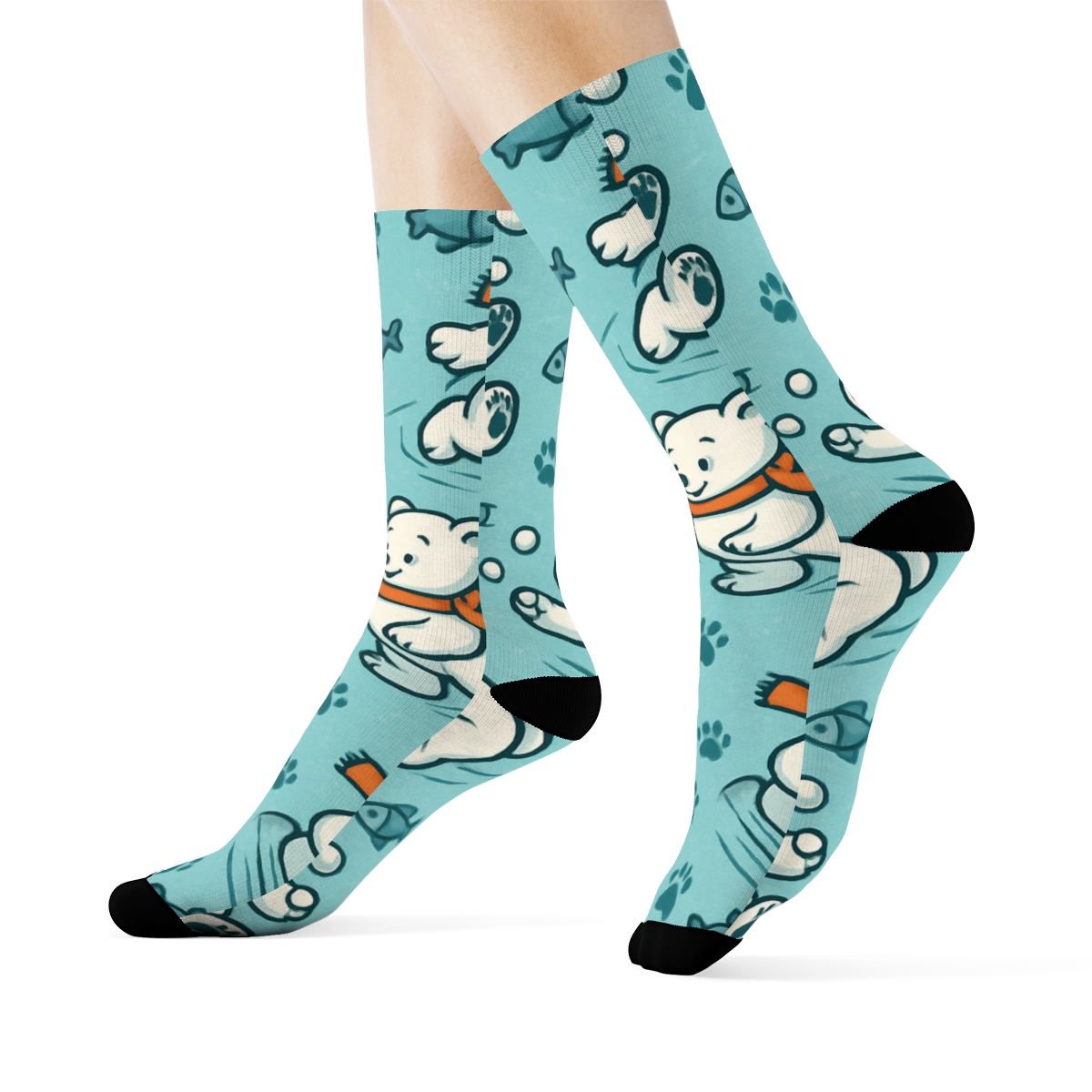 Polar Bear Snowball Parade Tessellation soft everyday crew socks