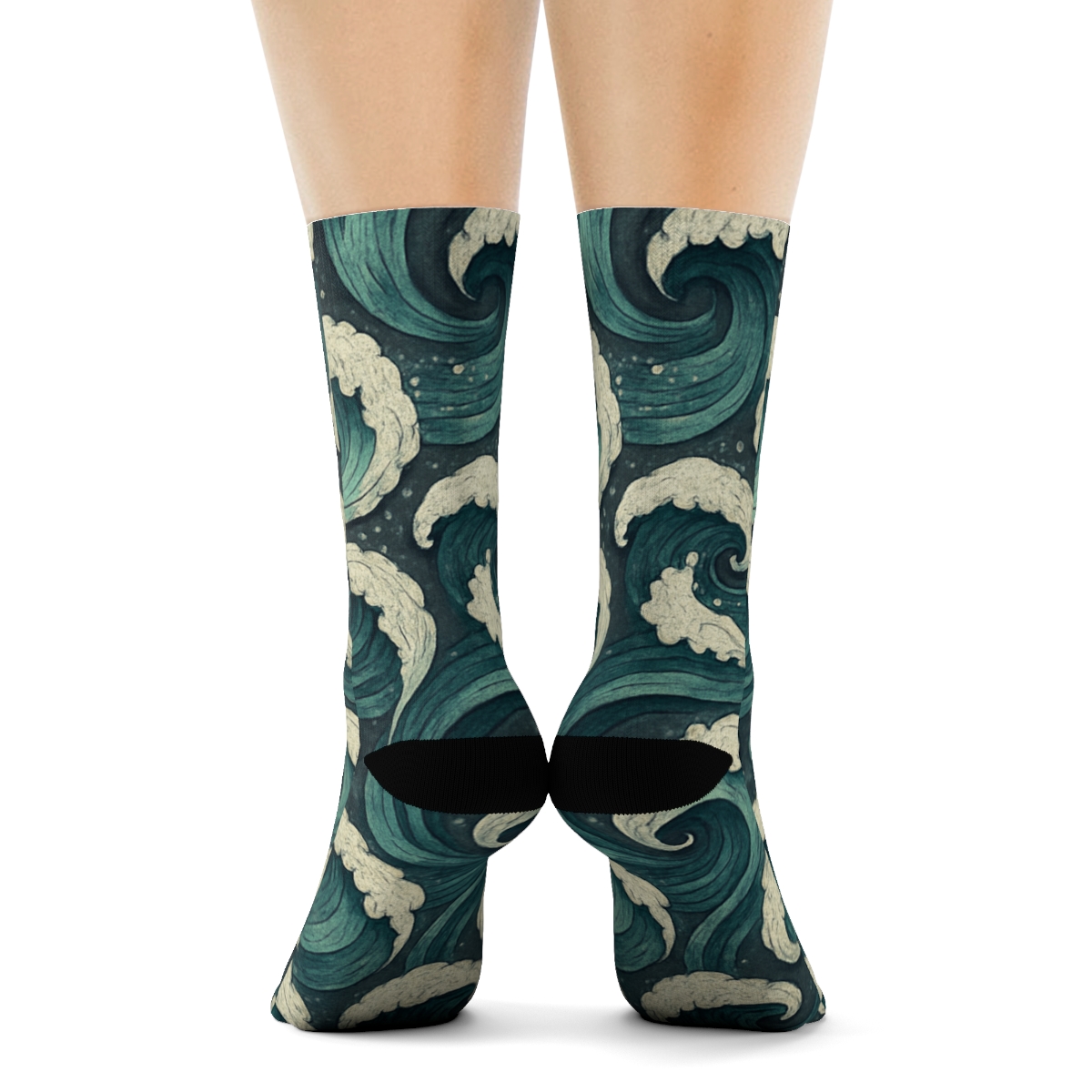 Storm Swell Spiral Tiles On Charcoal Sea Background premium sports crew socks
