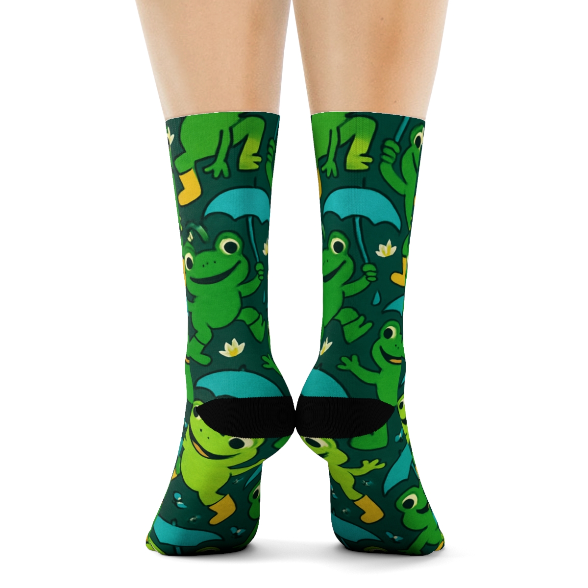 Playful Frog Party Tessellation unique graphic crew socks